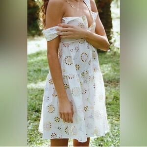 Vanessa Mooney White Floral One Shoulder Dress